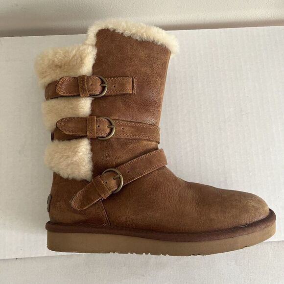 UGG Chestnut Becket waterproof Boots size 6 Fur lined Shearling Boots leather - Picture 9 of 15